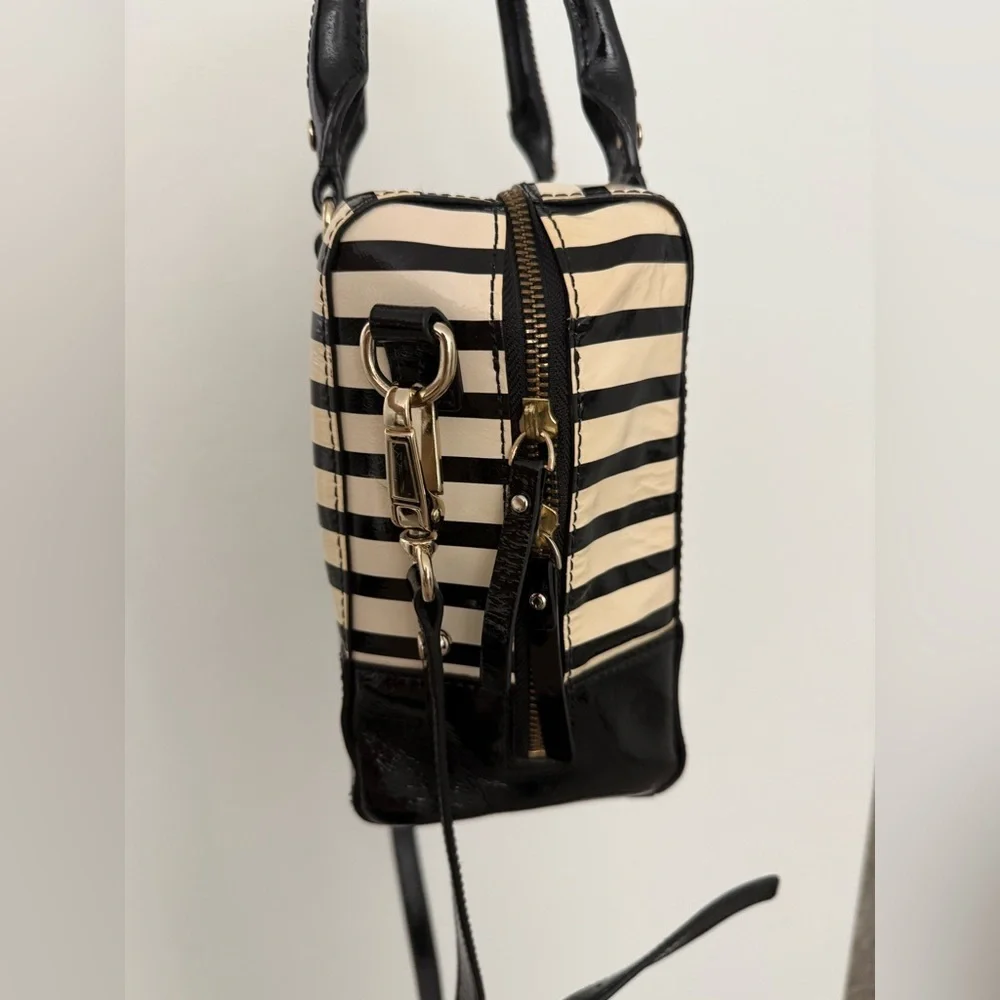 Kate Spade Black and Cream Striped Satchel
